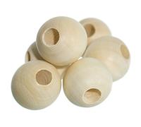 Lot de 6 perles d'espacement rondes en bois naturel brut - Taille de 3,8 cm - Pour bracelet, cordon, décoration d'intérieur, guirlande