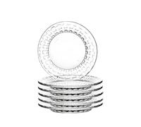 Lot de 6 petites assiettes à dessert en verre transparent de 12,4 cm, assiettes décoratives pour gâteaux, collations, fruits, salade, soucoupes à thé en verre pour tasse à thé