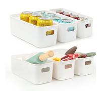Lot de 6 petites boîtes de rangement en plastique blanc sans couvercle, 27,5 x 10,5 x 9,5 cm, paniers de rangement étroits et organiseurs pour cuisine, garde-manger, salle de bain et placards.