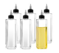 Lot de 6 petites bouteilles de 100 ml avec bouchon à visser - En plastique transparent - Pour la cuisine, le maquillage, les liquides, les huiles, les sauces, les épices