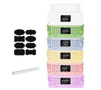 Lot de 6 petites caisses pliantes en plastique 15 × 10 × 6 cm, mini paniers pliables, organiseurs de rangement pour chambre d'enfant, cuisine et bureau
