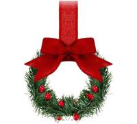 Lot de 6 petites couronnes de Noël avec nœud rose