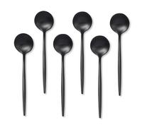 Lot de 6 petites cuillères à café en acier inoxydable pour dessert, finition mate, passent au lave-vaisselle (noir)