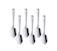Lot de 6 petites cuillères de service argentées en acier inoxydable plaqué titane finition miroir pour buffet, banquet, fête, vacances, dîner, passe au lave-vaisselle (24,6 cm)