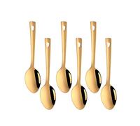 Lot de 6 petites cuillères de service dorées en acier inoxydable plaqué titane finition miroir pour buffet, banquet, fête, vacances, dîner, passe au lave-vaisselle (24,6 cm)