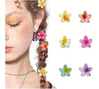 Lot de 6 petites pinces à cheveux en forme de fleur de 4,9 cm pour femmes/filles, cheveux épais/fins, décorations de cheveux hawaïennes, cadeaux d'anniversaire (multicolore)