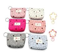 Lot de 6 petites trousses cosmétiques en velours côtelé avec fermeture | DiiWmme Petit sac de maquillage en velours côtelé pour pièces de monnaie et petits objets, rangement pratique pour les