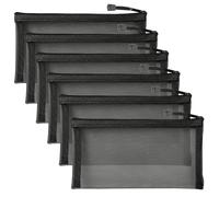 Lot de 6 petites trousses en maille avec fermeture éclair en nylon pour maquillage, sac à main, sac à langer, organiseur de maison, noir, noir, 6 Packs-Black, Tendance