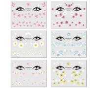 Lot De 6 Petits Autocollants De Visage En Forme De Marguerite, Tatouages Temporaires Tendance Et Frais Pour La Clavicule, Imperméables
