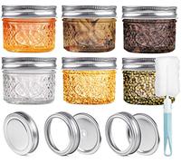 Lot de 6 Petits Bocaux en Verre 120 ml Avec Couvercles et Bandes, Bocal en Verre pour Epices, Maison, Jelly, Jam, Yogurt, Faveurs de Mariage Avec Couvercles Spare