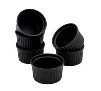 Lot de 6 petits bols à crème brûlée en porcelaine - 200 ml - Noir - Coupelles à dessert - Plat de service classique pour desserts, muffins, tartes, mini plat à gratin