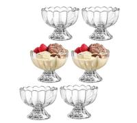 Lot de 6 petits bols à dessert/tasses à dessert en verre transparent Motif tulipe 150 ml - Parfait pour dessert, sundae, crème glacée, fruits, salade, collation, cocktail, condiment, bagatelle et fête