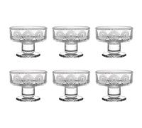 Lot de 6 petits bols à glace en verre transparent sur pied pour pudding aux fruits, bagatelle, parfait sundae, noix, cocktail, fête (180,6 g, Gerbera vintage)