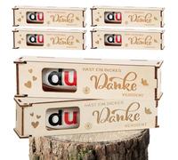 Lot de 6 petits cadeaux de remerciement - Avec inscription « Danke » - En bois - Pour emballage au chocolat - Cadeau d'adieu pour maman, papa, collègue, enseignant, éducatrice
