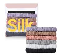 Lot de 6 petits chouchous en soie de mûrier 100 % pure soie de mûrier 22 mommes pour femmes et filles, chouchous fins et fins, sans dommages (couleur 14)