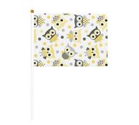 Lot de 6 petits drapeaux à main avec hiboux mignons pour défilés, Mardi Gras, bannière personnalisée