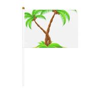 Lot de 6 petits drapeaux à main avec imprimé palmier 3D pour défilés, Mardi Gras, bannière personnalisée