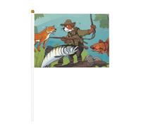 Lot de 6 petits drapeaux à main imprimés poissons sauvages chasseurs 01 pour défilés, Mardi Gras, bannière personnalisée