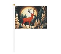 Lot de 6 petits drapeaux de Noël avec imprimé cerf pour défilés, Mardi Gras, bannière personnalisée