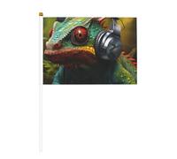 Lot de 6 petits drapeaux imprimés caméléon pour défilés, Mardi Gras, bannière personnalisée