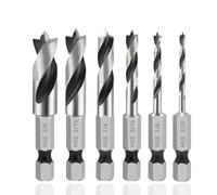 Lot de 6 petits forets à bois hexagonaux, foret hélicoïdal à bois HSS avec tige hexagonale, HSS M2 forets,3/32, 1/8, 3/16, 3/8,1/4, 5/16", pour bois et métaux souples