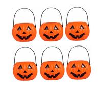 Lot de 6 petits paniers cadeaux en plastique avec citrouilles d'Halloween avec visages, petits paniers cadeaux d'Halloween pour enfants, décorations d'Halloween portables (6 pièces)