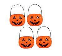 Lot de 6 petits paniers cadeaux en plastique avec citrouilles d'Halloween avec visages, petits paniers cadeaux d'Halloween pour enfants, décorations d'Halloween portables (4 pièces)