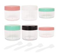 Lot de 6 petits pots à cosmétiques vides en plastique transparent de 10 ml et 20 ml avec couvercles, spatules pour crème et maquillage