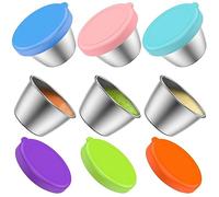 Lot de 6 petits récipients à condiments en acier inoxydable avec couvercles étanches réutilisables pour sauce, trempettes, crème glacée, boîte à déjeuner, bento, desserts à la crème 70 ml