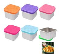 Lot de 6 petits récipients à vinaigrette de 60 ml en acier inoxydable 304 pour condiments - Mini pots à vinaigrette à emporter - Mini pots à sauce à emporter avec couvercles