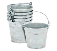Lot de 6 petits seaux en métal galvanisé Juvale avec poignées Mini Tin Pa