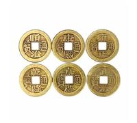Lot de 6 pièces commémoratives chinoises en laiton représentant les empereurs de la dynastie Qing - Pièces de cuivre de style antique pour le Feng Shui, la collection et la décoration culturelle tradi