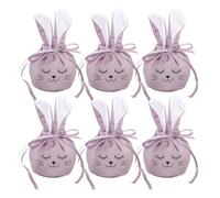 Lot de 6 pièces de 12 x 10 cm en velours avec cordon de serrage - Décoration de printemps de Pâques - Pour fête de printemps, fête, maison, fille, collations, bonbons, bijoux