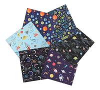 Lot de 6 pièces de tissu spatial 50 x 50 cm - Motif galaxie, astronaute, système solaire, planètes, fusée, galaxie, coupons de tissu prédécoupés pour matelassage, projet de couture, loisirs créatifs