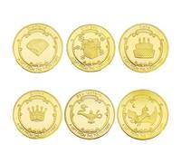 Lot de 6 pièces dorées de fée des dents avec boîte en acrylique, cadeaux pour garçons et filles, pièces en or pour enfants, pièces d'or pour enfants