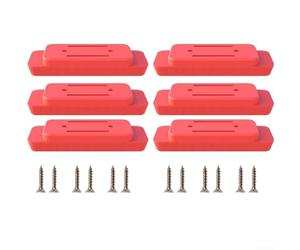 Lot de 6 pieds de montage en ABS pour système d'emballage, stabilisateurs de rangement rouges et supports de fixation de boîte à outils, kit d'extension robuste pour chariot d'atelier avec vis