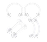 Lot de 6 piercings clairs Horseshoe 16 jauge à sourcils Lobo Labret Boucles d'oreilles Cartilage Bijoux
