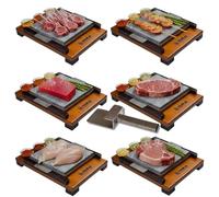 Lot de 6 pierres à rôtir pour viande, 20 x 20 cm, 3s - Convient pour four, feu direct, vitre, barbecue, pierre volcanique pour cuisiner