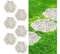 Lot de 6 pierres de marche de rivière d'extérieur pour allée de jardin, 25,4 cm, 6 galets polis pour cour, pelouse, terrasse, allée, allée, blanc