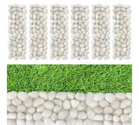Lot de 6 pierres de marche de rivière d'extérieur pour allée de jardin, 30,5 cm de long x 10,2 cm de large, galets polis pour cour, pelouse, terrasse, allée, allée, blanc