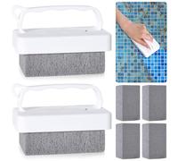 Lot de 6 pierres ponces à main améliorées pour piscine - Pierre ponce de rechange pour carrelage de piscine, bloc de nettoyage de piscine avec 2 poignées blanches pour spa, carrelage, joints, béton