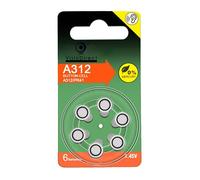 Lot de 6 Piles bouton Zinc Air Type A312/312 1,45V pour appareils auditifs compatibles PR41 - Visiodirect -