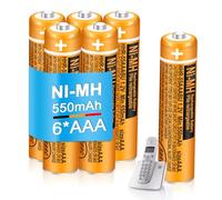 Lot de 6 piles rechargeables AAA 550 mAh 1,2 V HHR-55AAABU NI-MH pour combinés Panasonic pour téléphones sans fil BT Gigaset, usage quotidien