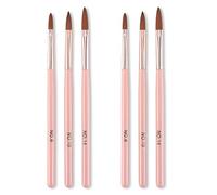 Lot de 6 pinceaux à ongles en acrylique - Taille 8/10/14 - Pour poudre acrylique et gel - Outils de nail art pour débutants et utilisation en salon