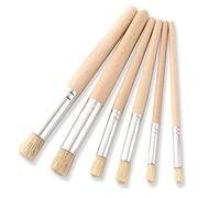 Lot de 6 Pinceaux à Pochoir en Poils de Cochon - Manches en Bois pour Peinture Aquarelle, Huile, Acrylique, Murale - Cartes et Loisirs Créatifs (3 Tailles)