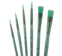 Lot de 6 Pinceaux Acryliques, Pinceaux d’Artiste Professionnels en Poils Nylon pour Peinture à l’Huile Aquarelle Gouache Détails Fins & Larges Traits Débutants & Pros (Vert)