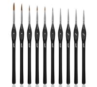 Lot de 6 pinceaux d'artiste Pour peinture acrylique à l'huile gouache et aquarelle Long manche en bois, Lot de 10