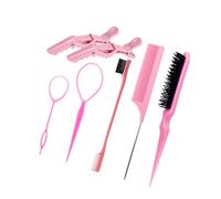 Lot de 6 pinceaux de coiffure avec brosses à taquiner, peigne à queue de canard, pinces pour femmes et filles