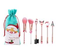 Lot de 6 pinceaux de maquillage, pinceaux de maquillage professionnels, pinceaux de mixage de Noël, fondation Contour Brush, visage poudre de blush brush pour les yeux, brosse de maquillage, brosse de