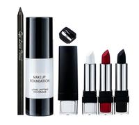 Lot de 6 pinceaux de pour Halloween, imperméables, résistants | Kit de maquillage eyeliner rouge à lèvres fond de teint pour femmes filles festival fête théâtre film carnaval